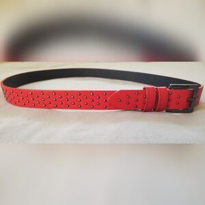 Calvin Klein Red Studded Belt, Medium